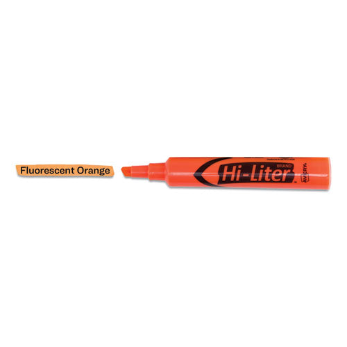Image of Avery® Hi-Liter Desk-Style Highlighters, Fluorescent Orange Ink, Chisel Tip, Orange/black Barrel, Dozen