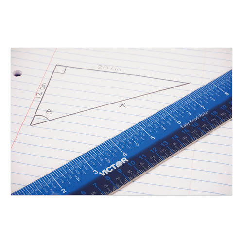 Image of Victor® Easy Read Stainless Steel Ruler, Standard/metric, 12".5 Long, Blue