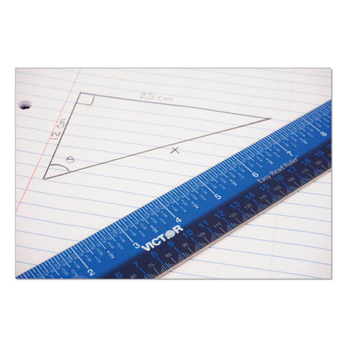 Image of Victor® Easy Read Stainless Steel Ruler, Standard/metric, 18".25 Long, Blue