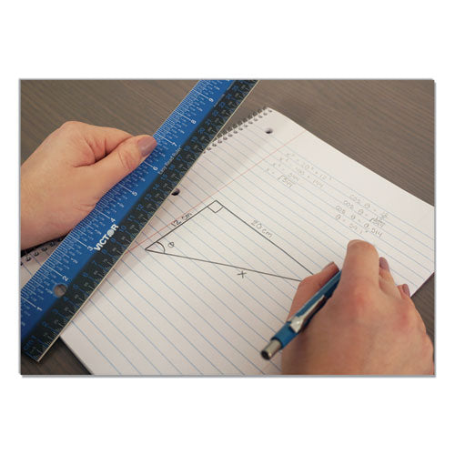 Image of Victor® Easy Read Stainless Steel Ruler, Standard/metric, 12".5 Long, Blue