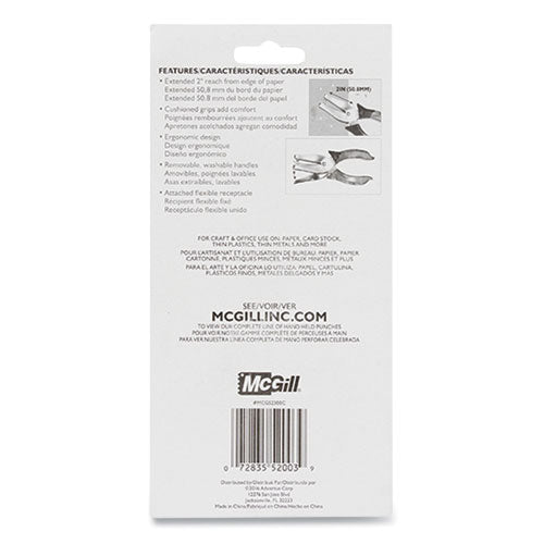 Image of McGill 15-Sheet Medium-Duty One-Hole Punch, Diamond Shape, Chrome