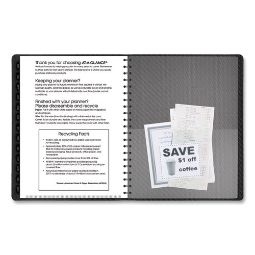 Image of AT-A-GLANCE® Contemporary Weekly/Monthly Planner, Vertical-Column Format, 11 x 8.25, Graphite Cover, 12-Month (Jan to Dec): 2025