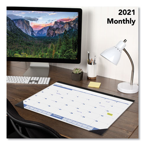 Image of AT-A-GLANCE® Desk Pad, 22 x 17, White Sheets, Black Binding, Black Corners, 12-Month (Jan to Dec): 2025
