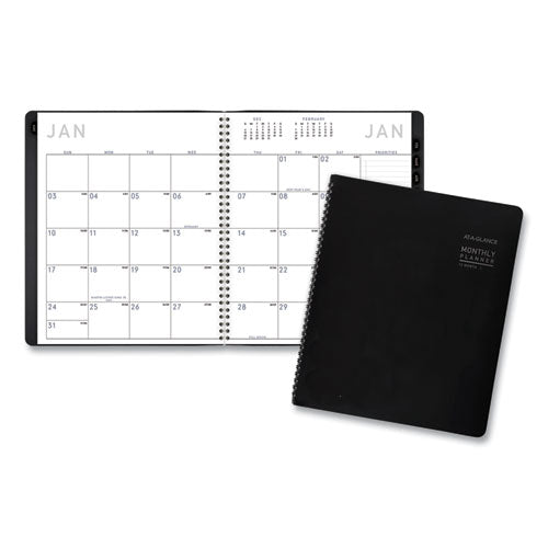 Image of AT-A-GLANCE® Contemporary Monthly Planner, Premium Paper, 11 x 9, Black Cover, 12-Month (Jan to Dec): 2025