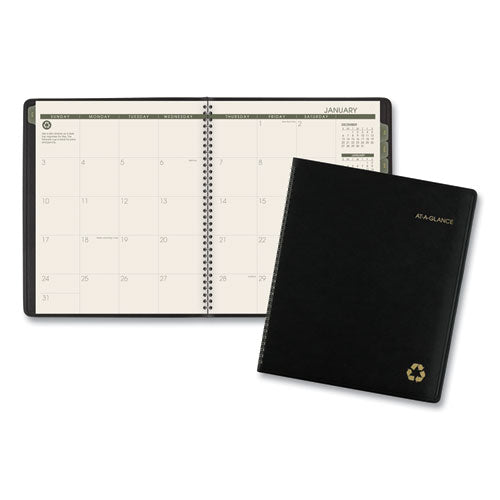 Image of AT-A-GLANCE® Recycled Monthly Planner, 11 x 9, Black Cover, 13-Month: Jan 2025 to Jan 2026