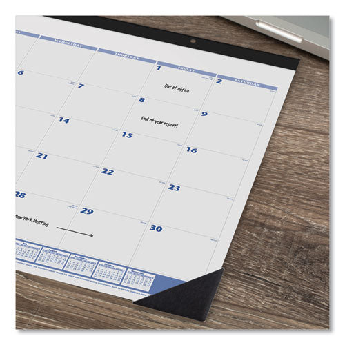 Image of AT-A-GLANCE® Desk Pad, 22 x 17, White Sheets, Black Binding, Black Corners, 12-Month (Jan to Dec): 2025