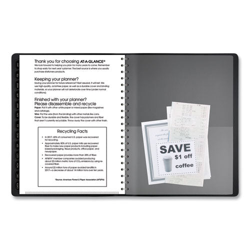 Image of AT-A-GLANCE® Contemporary Weekly/Monthly Planner, Vertical-Column Format, 11 x 8.25, Black Cover, 12-Month (Jan to Dec): 2025