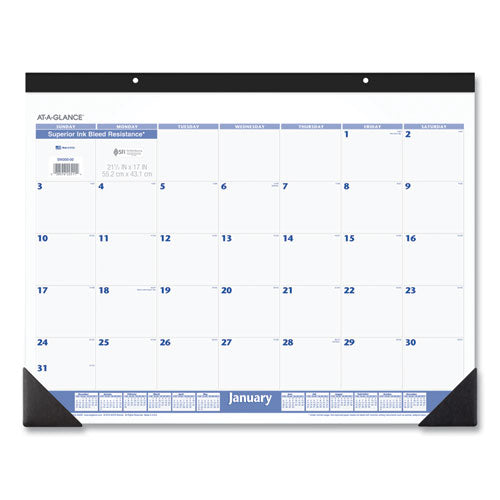 Image of AT-A-GLANCE® Desk Pad, 22 x 17, White Sheets, Black Binding, Black Corners, 12-Month (Jan to Dec): 2025