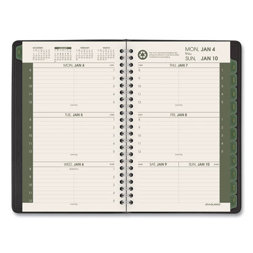 Image of AT-A-GLANCE® Recycled Weekly Block Format Appointment Book, 8.5 x 5.5, Black Cover, 12-Month (Jan to Dec): 2025