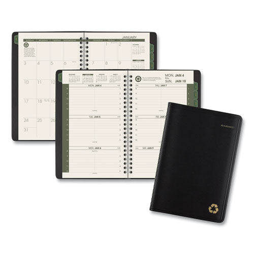 Image of AT-A-GLANCE® Recycled Weekly Block Format Appointment Book, 8.5 x 5.5, Black Cover, 12-Month (Jan to Dec): 2025