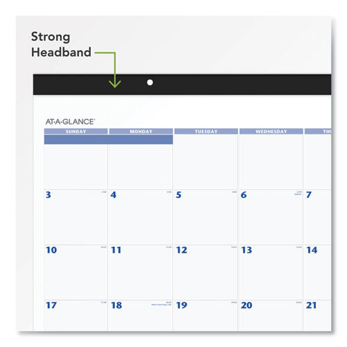Image of AT-A-GLANCE® Desk Pad, 22 x 17, White Sheets, Black Binding, Black Corners, 12-Month (Jan to Dec): 2025