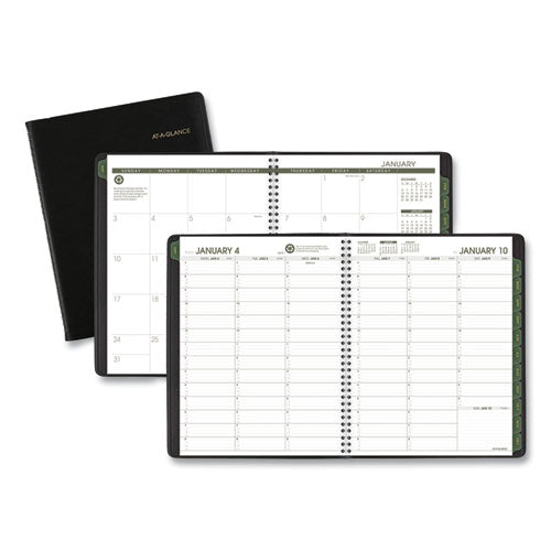 Image of AT-A-GLANCE® Recycled Weekly Vertical-Column Format Appointment Book, 11 x 8.25, Black Cover, 12-Month (Jan to Dec): 2025
