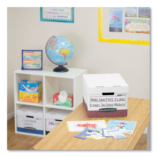 Image of Bankers Box® R-Kive Heavy-Duty Storage Boxes, Letter/legal Files, 12.75" X 16.5" X 10.38", White/red, 12/carton
