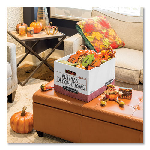 Image of Bankers Box® R-Kive Heavy-Duty Storage Boxes, Letter/legal Files, 12.75" X 16.5" X 10.38", White/red, 12/carton