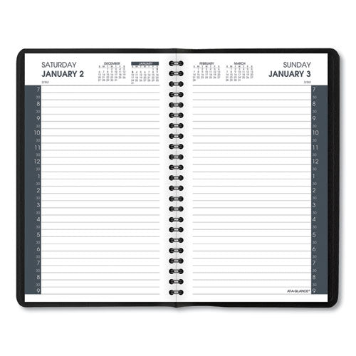 Image of AT-A-GLANCE® Daily Appointment Book with 30-Minute Appointments, 8 x 5, Black Cover, 12-Month (Jan to Dec): 2025