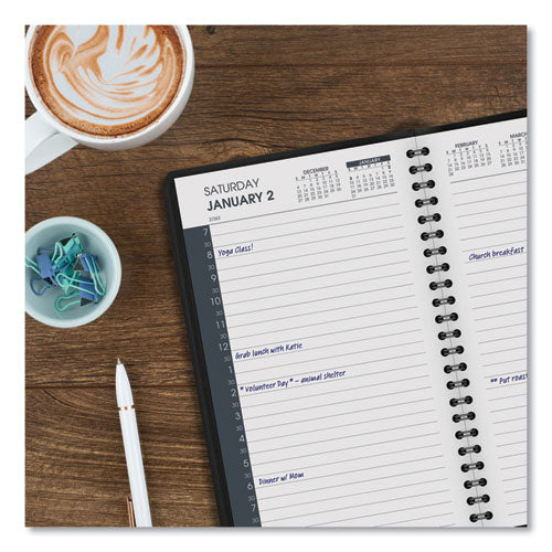 Image of AT-A-GLANCE® Daily Appointment Book with 30-Minute Appointments, 8 x 5, Black Cover, 12-Month (Jan to Dec): 2025