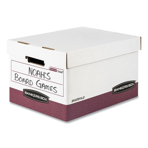 Image of Bankers Box® R-Kive Heavy-Duty Storage Boxes, Letter/legal Files, 12.75" X 16.5" X 10.38", White/red, 12/carton
