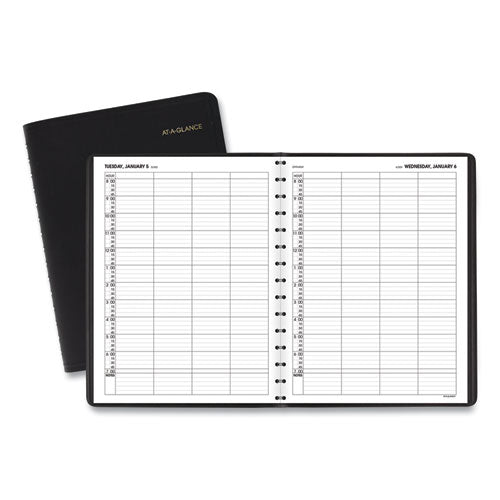 Image of AT-A-GLANCE® Four-Person Group Daily Appointment Book, 11 x 8, Black Cover, 12-Month (Jan to Dec): 2025
