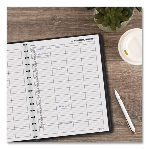 Image of AT-A-GLANCE® Four-Person Group Daily Appointment Book, 11 x 8, Black Cover, 12-Month (Jan to Dec): 2025