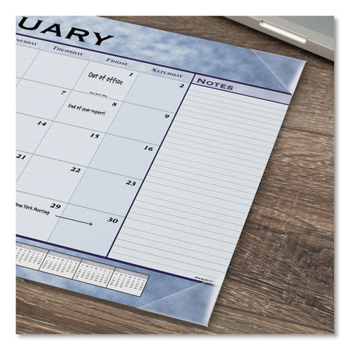 Image of AT-A-GLANCE® Slate Blue Desk Pad, 22 x 17, Blue Sheets, Clear Corners, 12-Month (Jan to Dec): 2025
