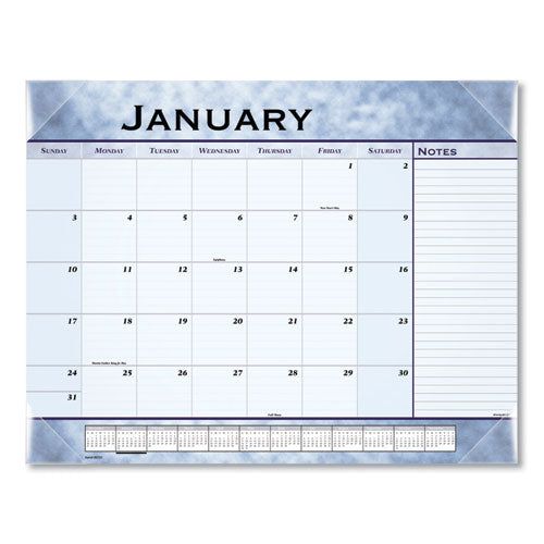 Image of AT-A-GLANCE® Slate Blue Desk Pad, 22 x 17, Blue Sheets, Clear Corners, 12-Month (Jan to Dec): 2025