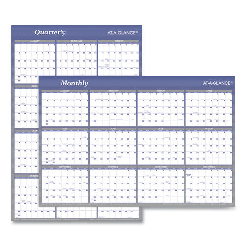 Image of AT-A-GLANCE® Vertical/Horizontal Erasable Quarterly/Monthly Wall Planner, 24 x 36, White/Blue Sheets, 12-Month (Jan to Dec): 2025