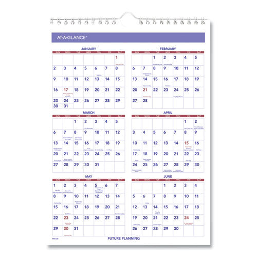 Image of AT-A-GLANCE® Monthly Wall Calendar with Ruled Daily Blocks, 8 x 11, White Sheets, 12-Month (Jan to Dec): 2025