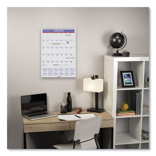 Image of AT-A-GLANCE® Monthly Wall Calendar with Ruled Daily Blocks, 12 x 17, White Sheets, 12-Month (Jan to Dec): 2025