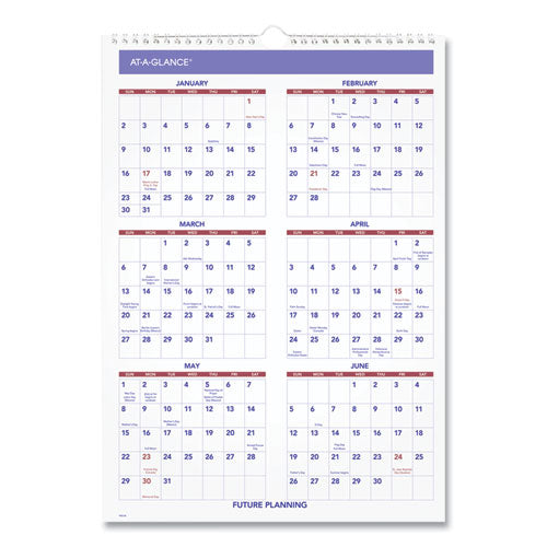 Image of AT-A-GLANCE® Monthly Wall Calendar with Ruled Daily Blocks, 12 x 17, White Sheets, 12-Month (Jan to Dec): 2025