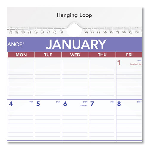 Image of AT-A-GLANCE® Monthly Wall Calendar with Ruled Daily Blocks, 12 x 17, White Sheets, 12-Month (Jan to Dec): 2025