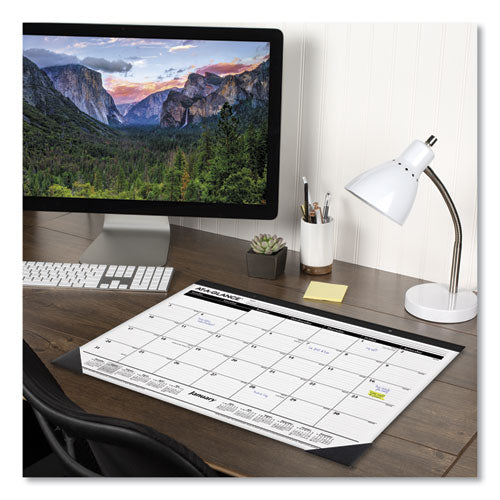 Image of AT-A-GLANCE® Ruled Desk Pad, 22 x 17, White Sheets, Black Binding, Black Corners, 12-Month (Jan to Dec): 2025