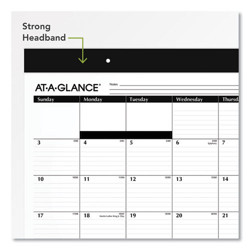 Image of AT-A-GLANCE® Monthly Refillable Desk Pad, 22 x 17, White Sheets, Black Binding, Black Corners, 12-Month (Jan to Dec): 2025