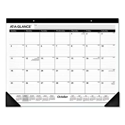 Image of AT-A-GLANCE® Academic Year Ruled Desk Pad, 21.75 x 17, White Sheets, Black Binding, Black Corners, 16-Month (Sept to Dec): 2024 to 2025
