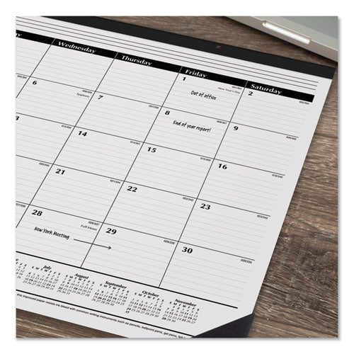 Image of AT-A-GLANCE® Ruled Desk Pad, 24 x 19, White Sheets, Black Binding, Black Corners, 12-Month (Jan to Dec): 2025