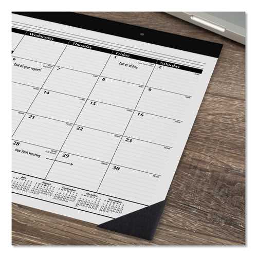 Image of AT-A-GLANCE® Monthly Refillable Desk Pad, 22 x 17, White Sheets, Black Binding, Black Corners, 12-Month (Jan to Dec): 2025