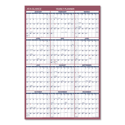 Image of AT-A-GLANCE® Vertical/Horizontal Wall Calendar, 24 x 36, White/Blue/Red Sheets, 12-Month (Jan to Dec): 2025