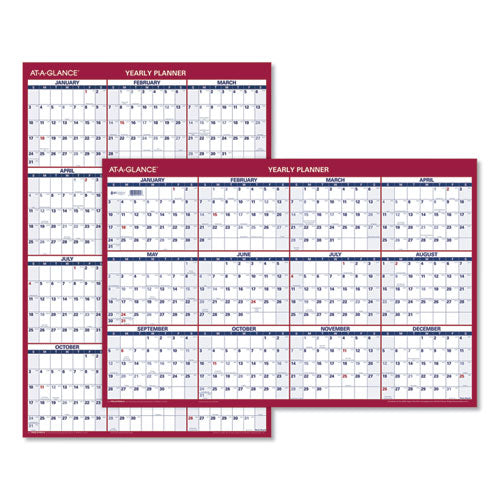 Image of AT-A-GLANCE® Erasable Vertical/Horizontal Wall Planner, 24 x 36, White/Blue/Red Sheets, 12-Month (Jan to Dec): 2025