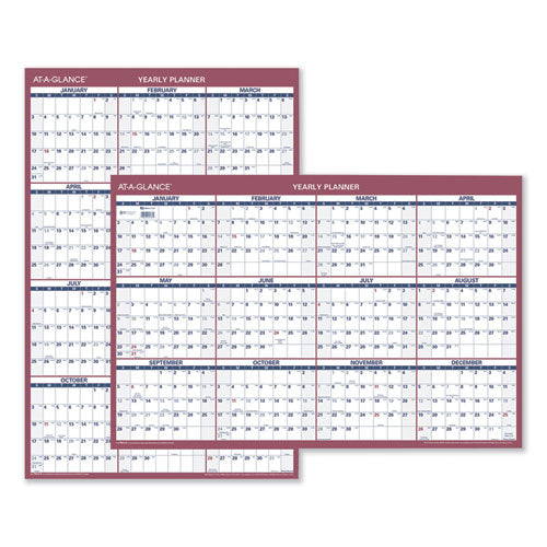 Image of AT-A-GLANCE® Vertical/Horizontal Wall Calendar, 24 x 36, White/Blue/Red Sheets, 12-Month (Jan to Dec): 2025