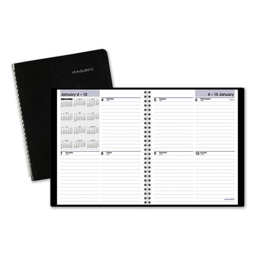 Image of AT-A-GLANCE® DayMinder Open-Schedule Weekly Appointment Book, 8.75 x 7, Black Cover, 12-Month (Jan to Dec): 2025
