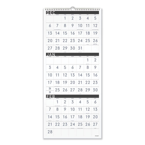 Image of AT-A-GLANCE® Three-Month Reference Wall Calendar, Contemporary Artwork/Formatting, 12 x 27, White Sheets, 15-Month: Dec 2024 to Feb 2026