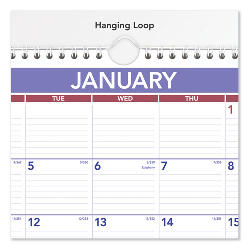 Image of AT-A-GLANCE® Monthly Wall Calendar, 15 x 12, White/Red/Blue Sheets, 12-Month (Jan to Dec): 2025