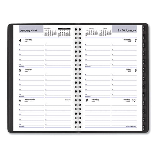 Image of AT-A-GLANCE® DayMinder Block Format Weekly Appointment Book, Tabbed Telephone/Add Section, 8.5 x 5.5, Black, 12-Month (Jan to Dec): 2025