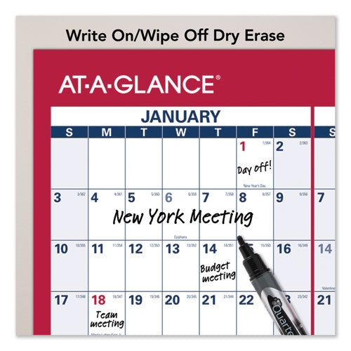 Image of AT-A-GLANCE® Erasable Vertical/Horizontal Wall Planner, 24 x 36, White/Blue/Red Sheets, 12-Month (Jan to Dec): 2025