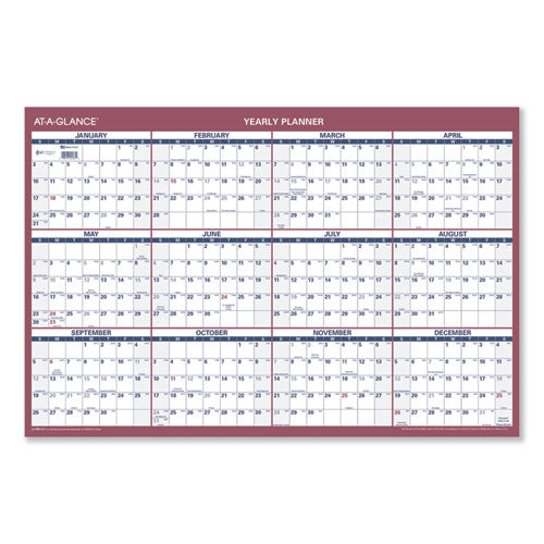 Image of AT-A-GLANCE® Vertical/Horizontal Wall Calendar, 24 x 36, White/Blue/Red Sheets, 12-Month (Jan to Dec): 2025