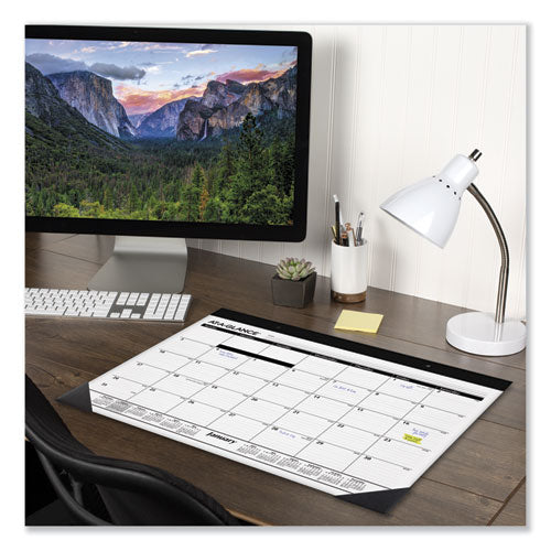Image of AT-A-GLANCE® Monthly Refillable Desk Pad, 22 x 17, White Sheets, Black Binding, Black Corners, 12-Month (Jan to Dec): 2025