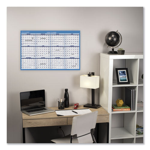Image of AT-A-GLANCE® Horizontal Reversible/Erasable Wall Planner, 36 x 24, White/Blue Sheets, 12-Month (Jan to Dec): 2025