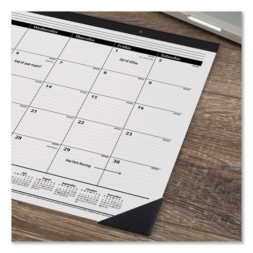 Image of AT-A-GLANCE® Ruled Desk Pad, 22 x 17, White Sheets, Black Binding, Black Corners, 12-Month (Jan to Dec): 2025