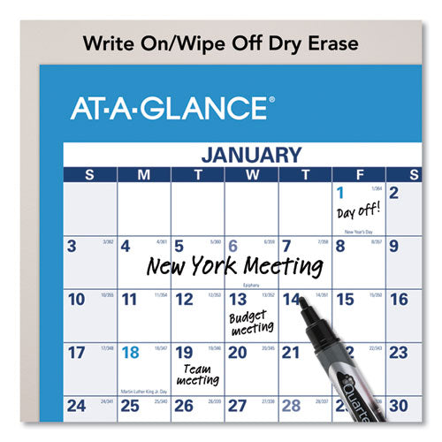 Image of AT-A-GLANCE® Horizontal Reversible/Erasable Wall Planner, 36 x 24, White/Blue Sheets, 12-Month (Jan to Dec): 2025