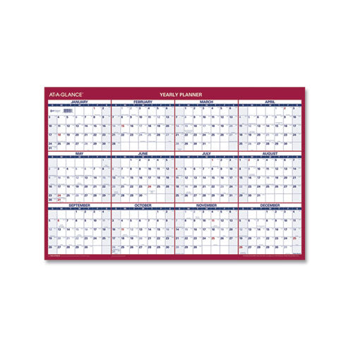 Image of AT-A-GLANCE® Erasable Vertical/Horizontal Wall Planner, 24 x 36, White/Blue/Red Sheets, 12-Month (Jan to Dec): 2025