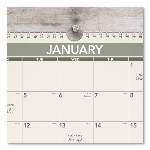 Image of AT-A-GLANCE® Recycled Wall Calendar, Unruled Blocks, 15 x 12, Sand/Green Sheets, 12-Month (Jan to Dec): 2025